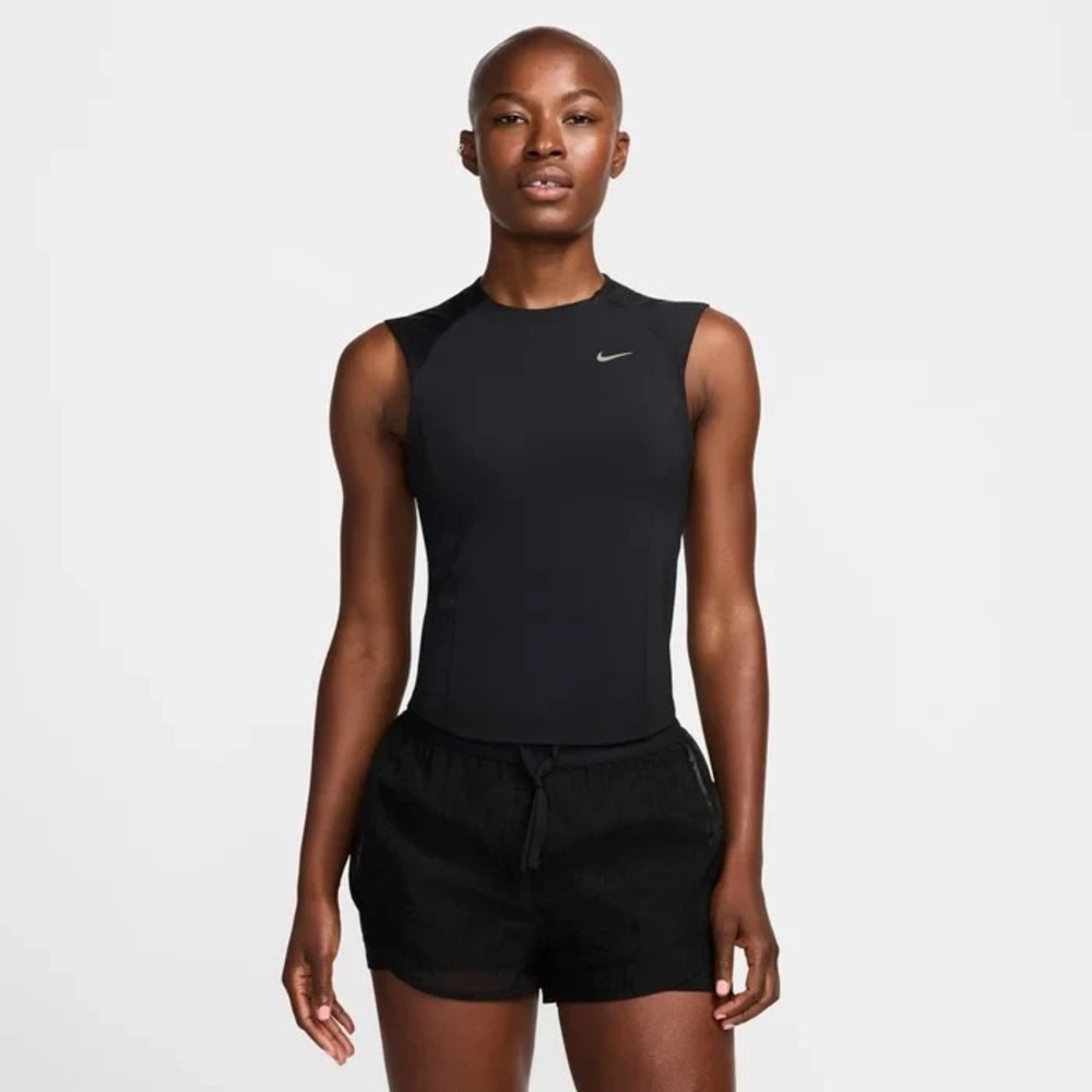 Nike Running Division Tank Top Womens Small Black Pockets FV6381 010